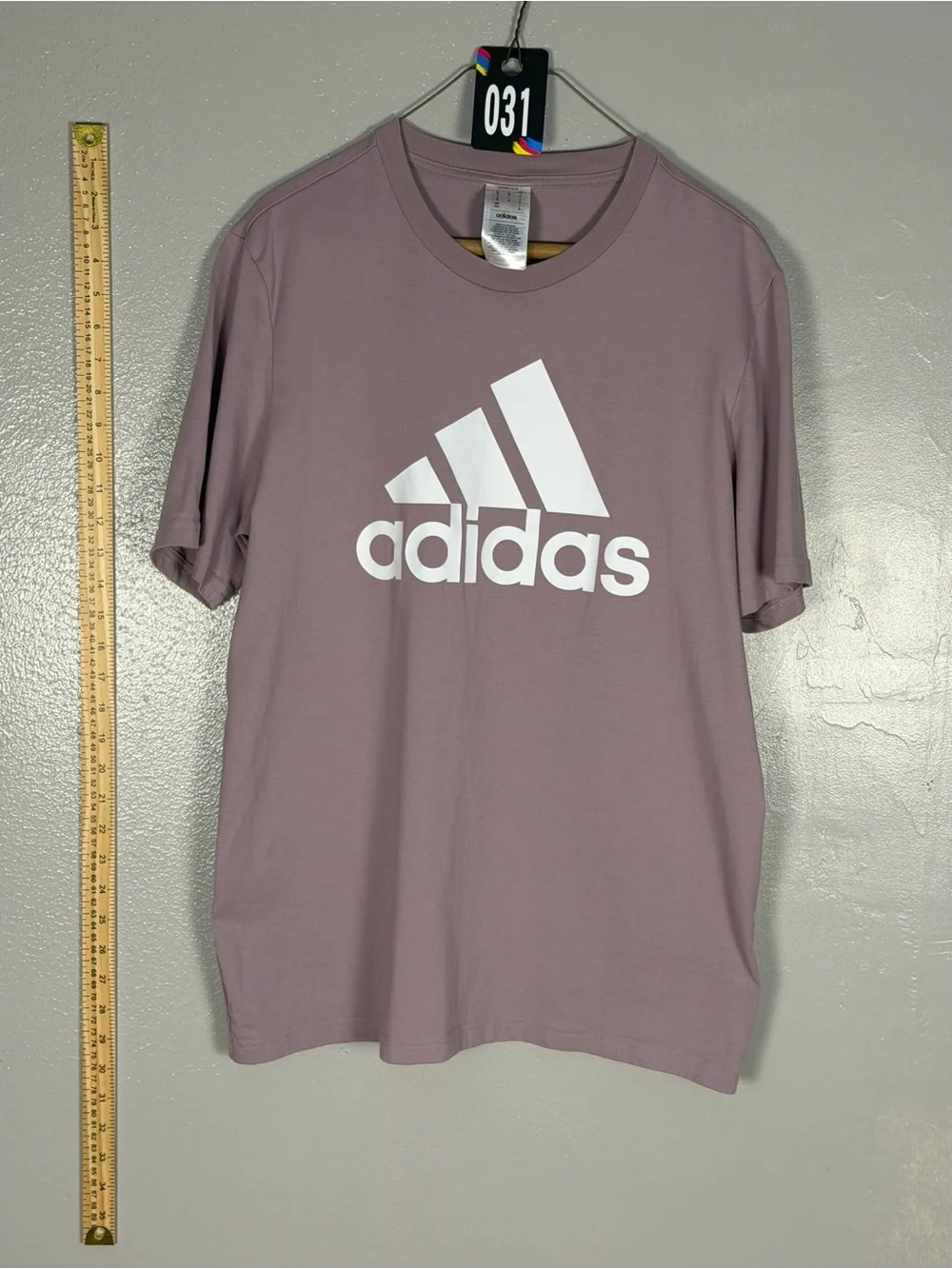 adidas Short-Sleeve Logo Tee in Dusty Mauve with White Logo